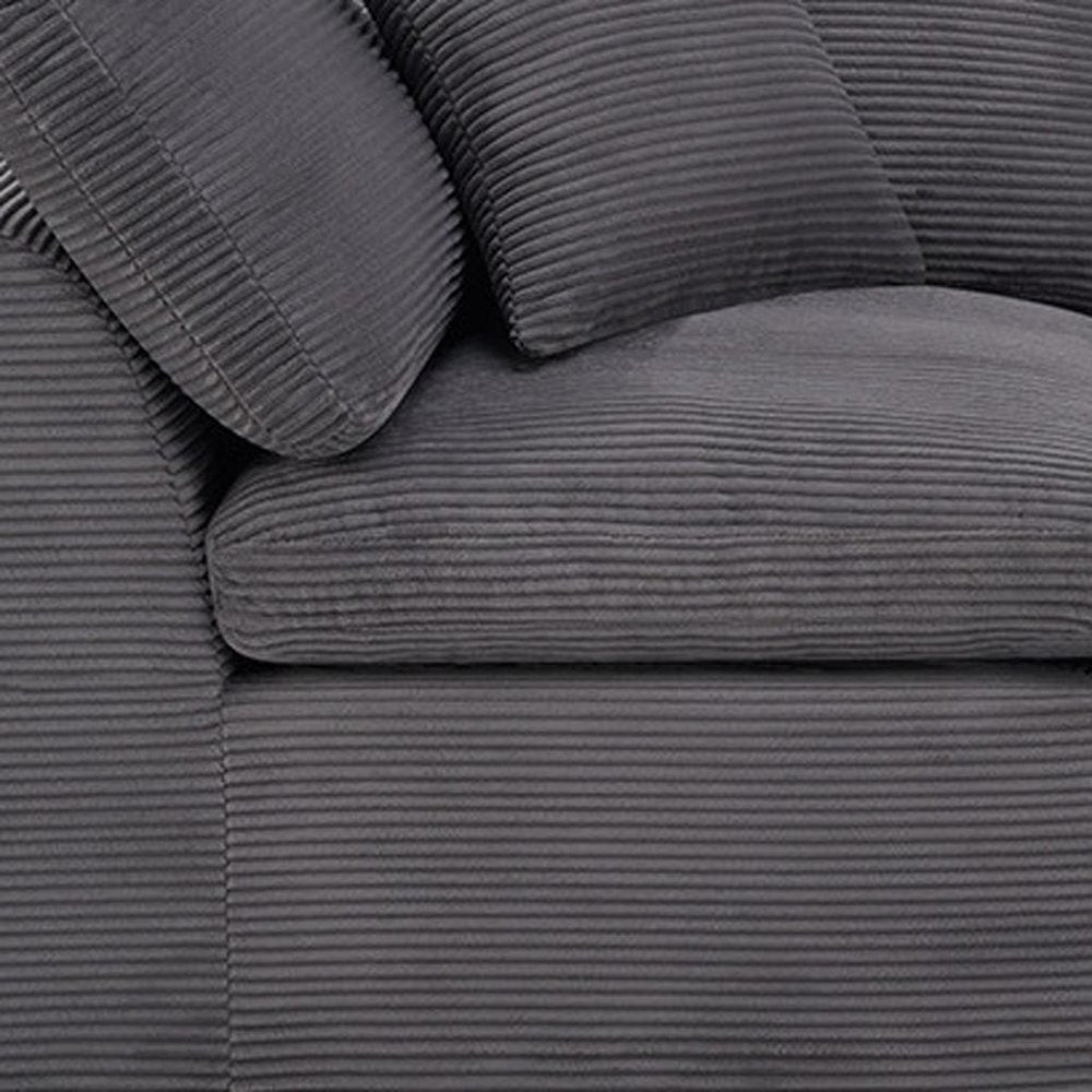 108" Dark Gray Corduroy Modular Sofa With Toss Pillows