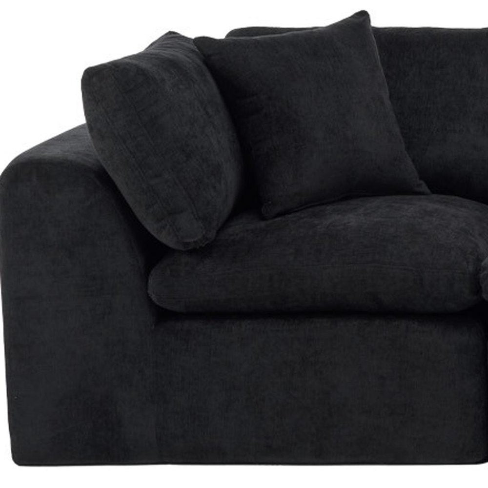 138" Black Chenille Modular Sofa With Toss Pillows