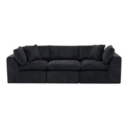 108" Black Chenille Modular Sofa With Toss Pillows