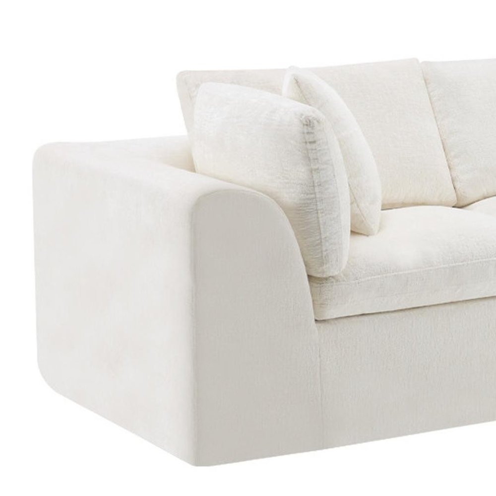 138" Beige Chenille Modular Sofa With Ottoman And Toss Pillows
