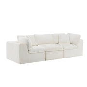108" Beige Chenille Modular Sofa With Toss Pillows