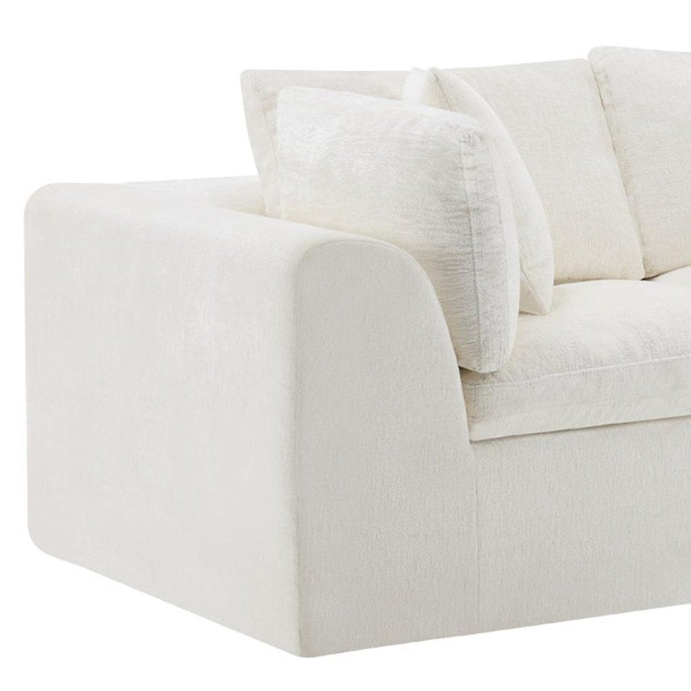 108" Beige Chenille Modular Sofa With Toss Pillows