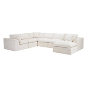 138" Beige Chenille Modular Sofa With Ottoman And Toss Pillows