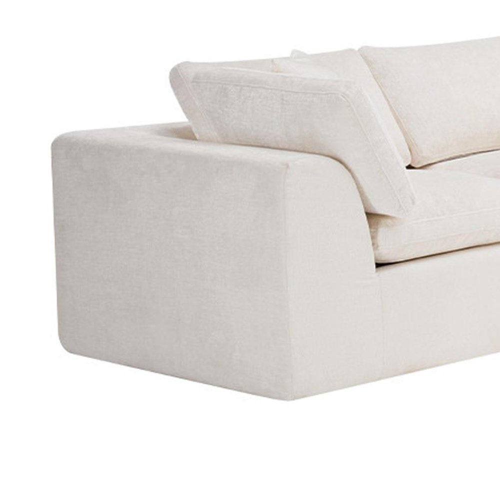 138" Beige Chenille Modular Sofa With Ottoman And Toss Pillows