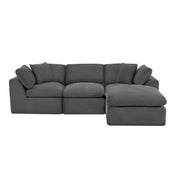 108" Dark Gray Corduroy Modular Sofa With Ottoman And Toss Pillows