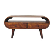 35" Brown Solid Wood Enclosed and Open Storage TV Stand