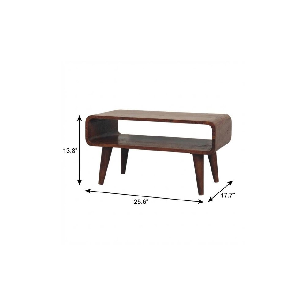 26" Brown Solid Wood Enclosed and Open Storage TV Stand