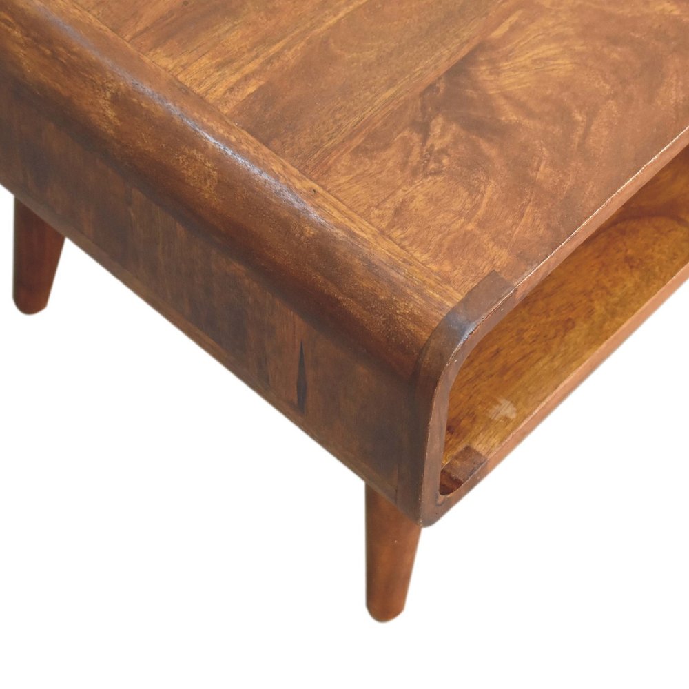 26" Brown Solid Wood Enclosed and Open Storage TV Stand