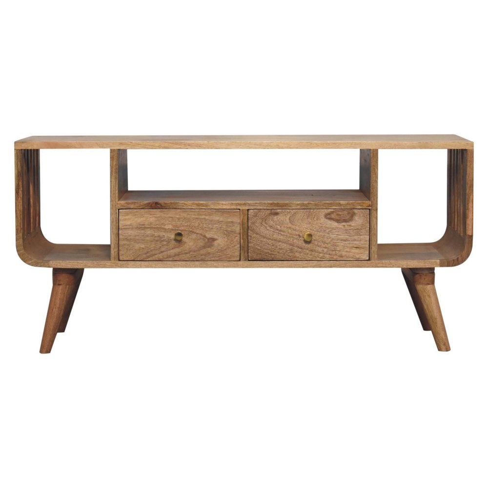 43" Brown Solid Wood Enclosed and Open Storage TV Stand