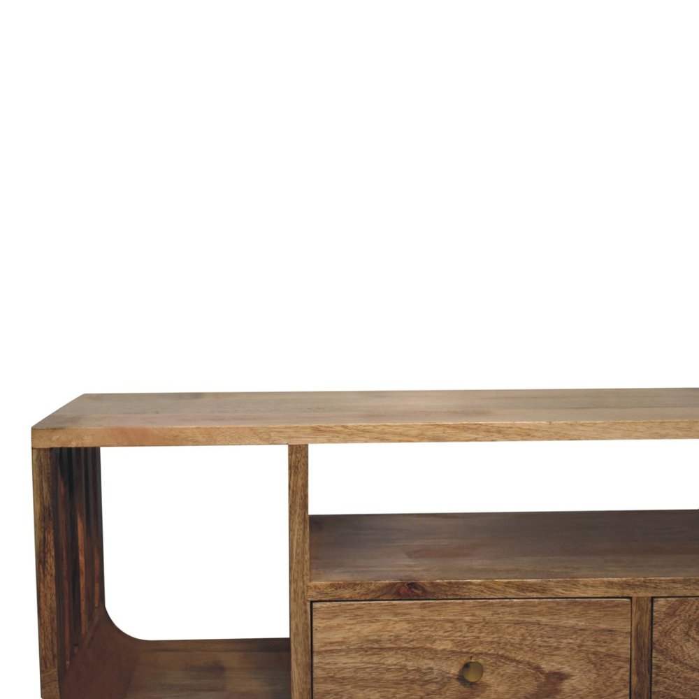 43" Brown Solid Wood Enclosed and Open Storage TV Stand