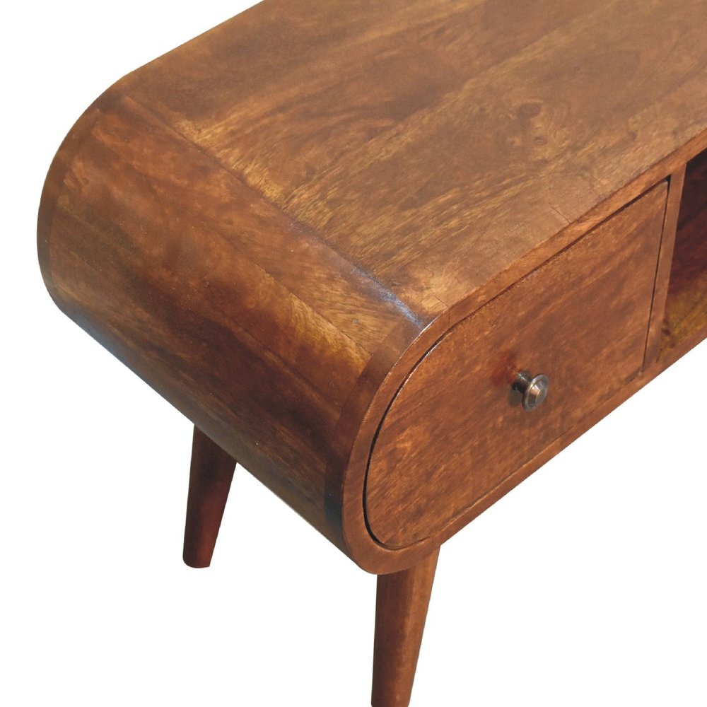 39" Brown Solid Wood Enclosed and Open Storage TV Stand