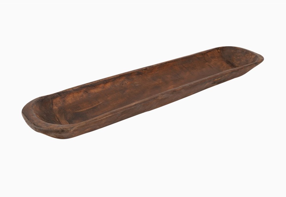 30" White Solid Wood Oval Dough Bowl