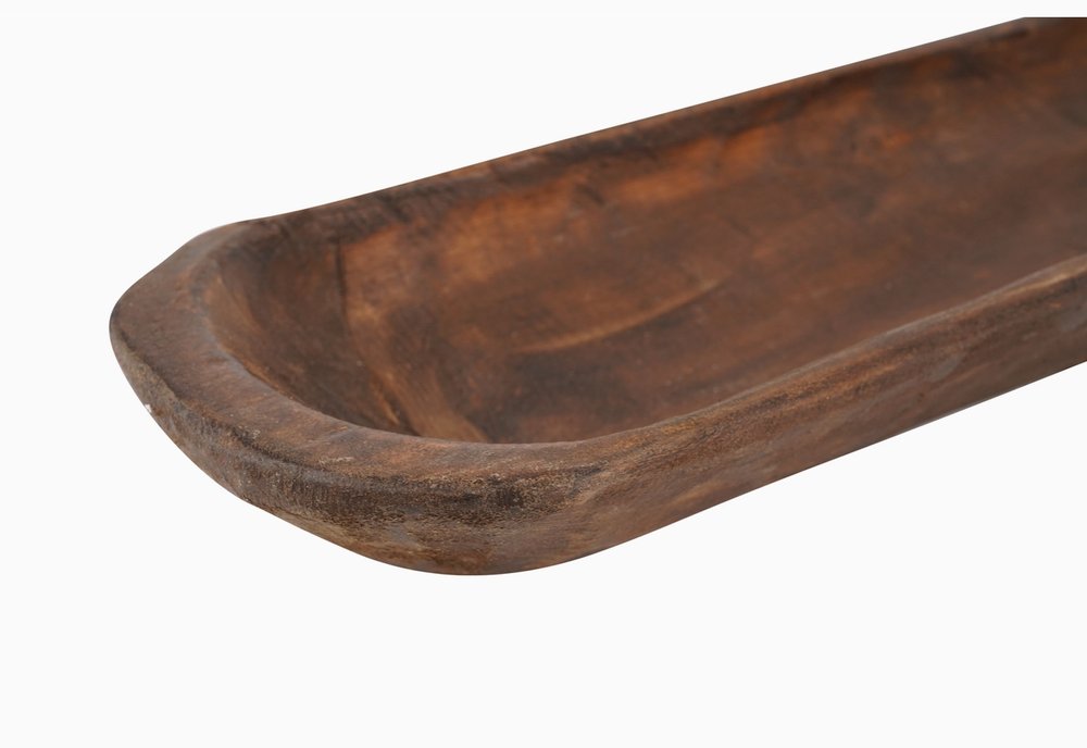 30" White Solid Wood Oval Dough Bowl