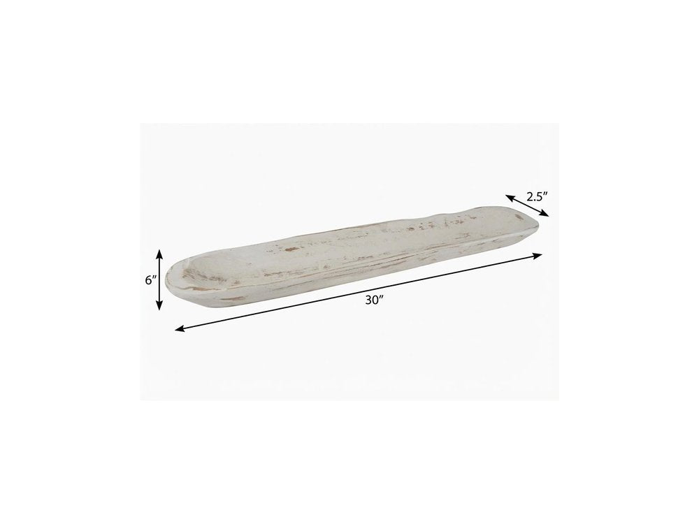 30" Brown Solid Wood Oval Dough Bowl