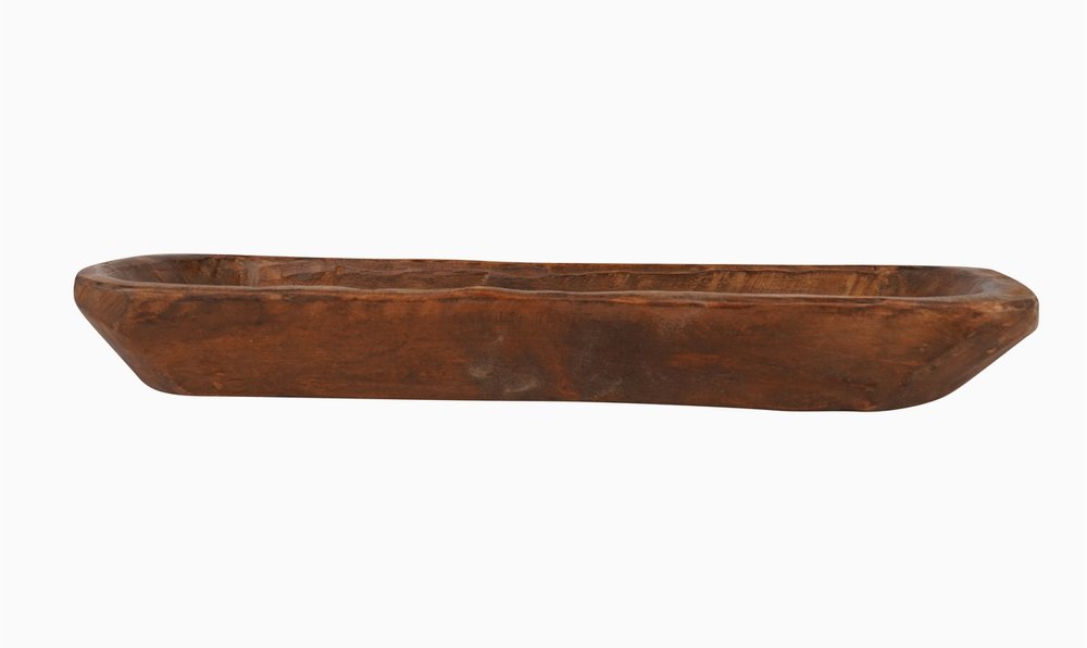 30" Natural Solid Wood Oval Dough Bowl
