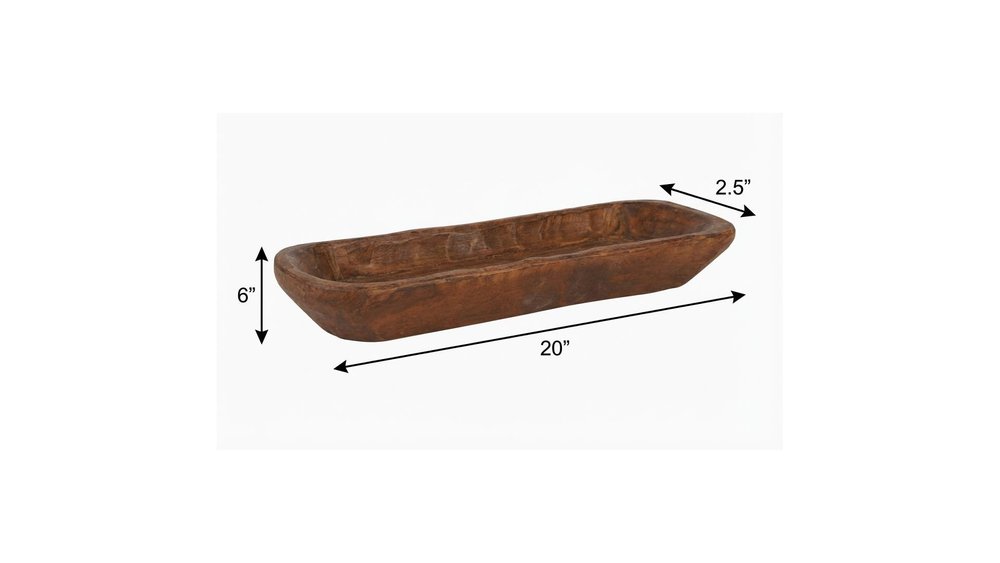 30" Natural Solid Wood Oval Dough Bowl