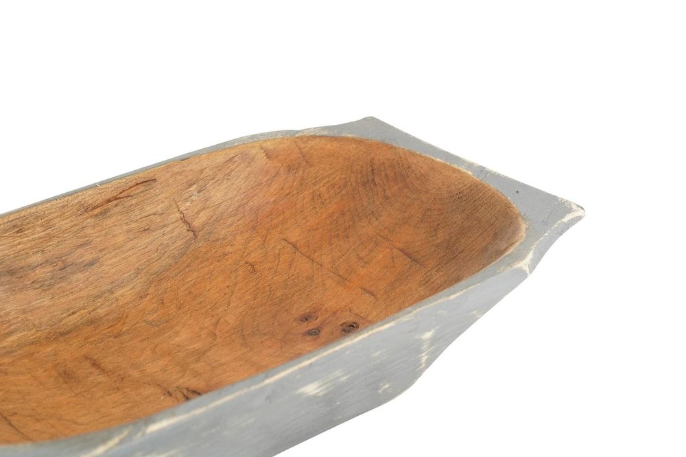 20" Black Solid Wood Dough Bowl With Handles