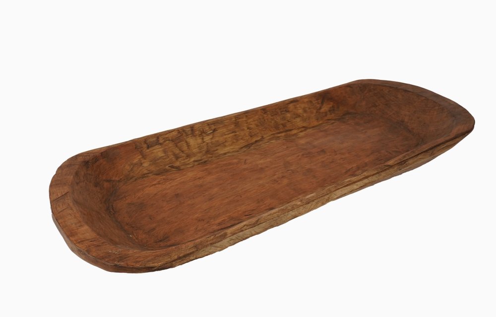 30" Natural Solid Wood Oval Dough Bowl