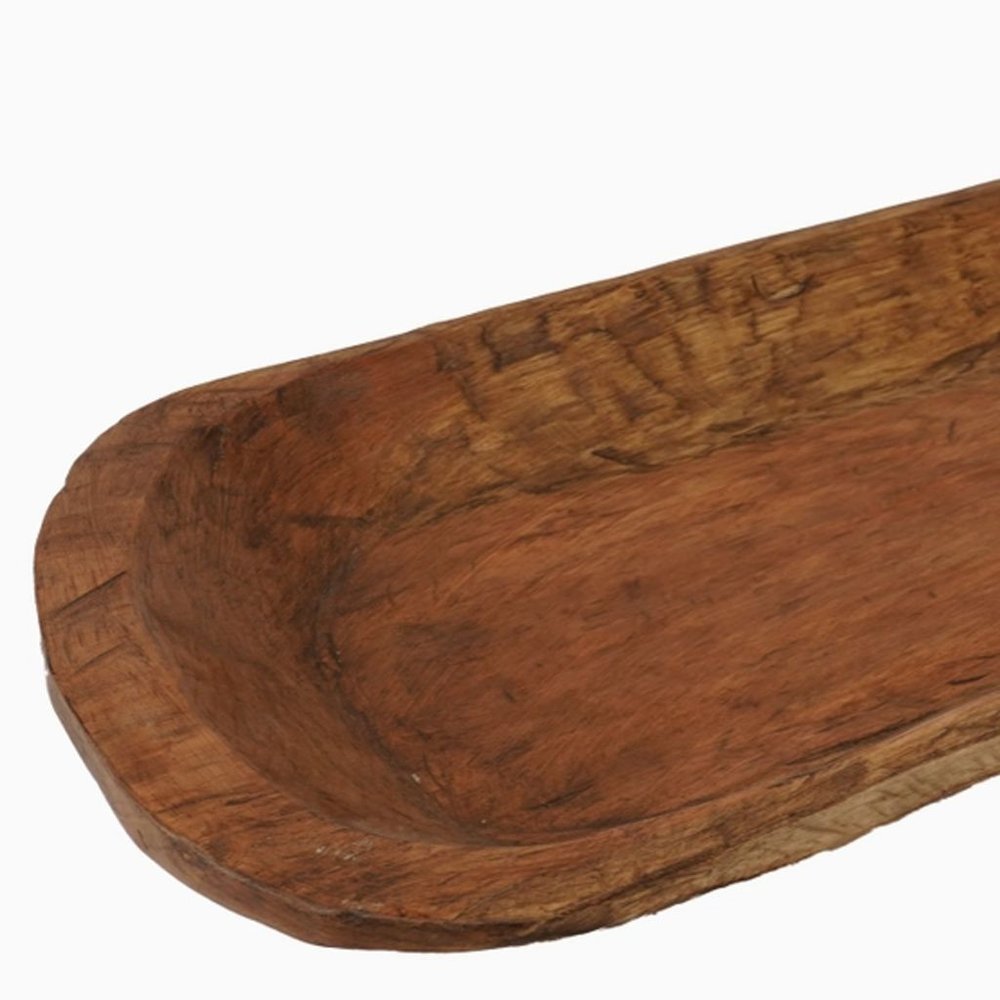 30" Natural Solid Wood Oval Dough Bowl