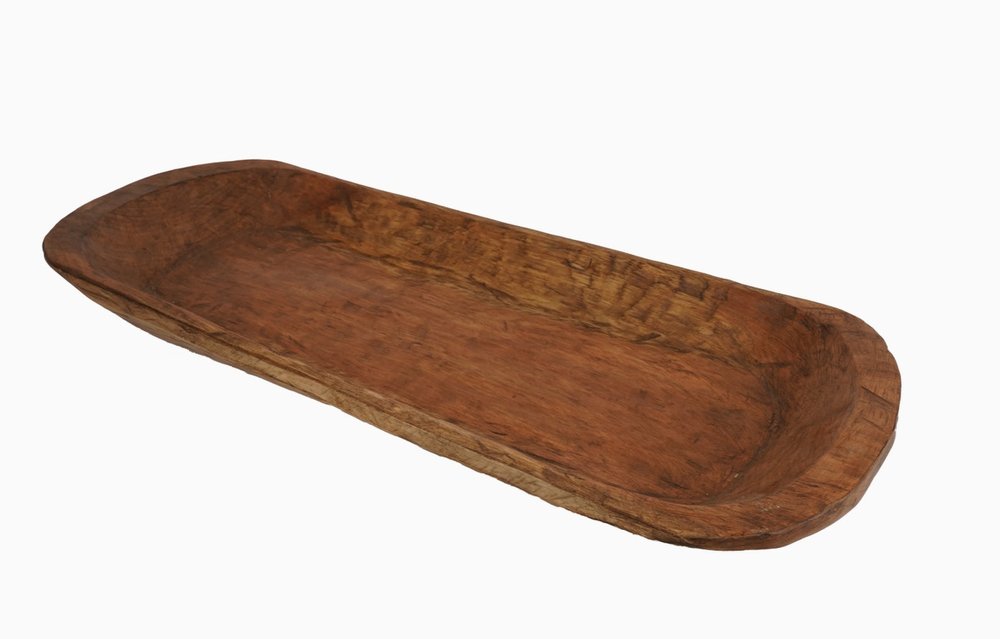 30" Natural Solid Wood Oval Dough Bowl