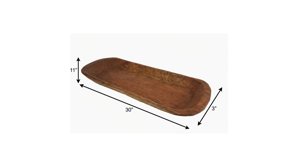 30" Natural Solid Wood Oval Dough Bowl