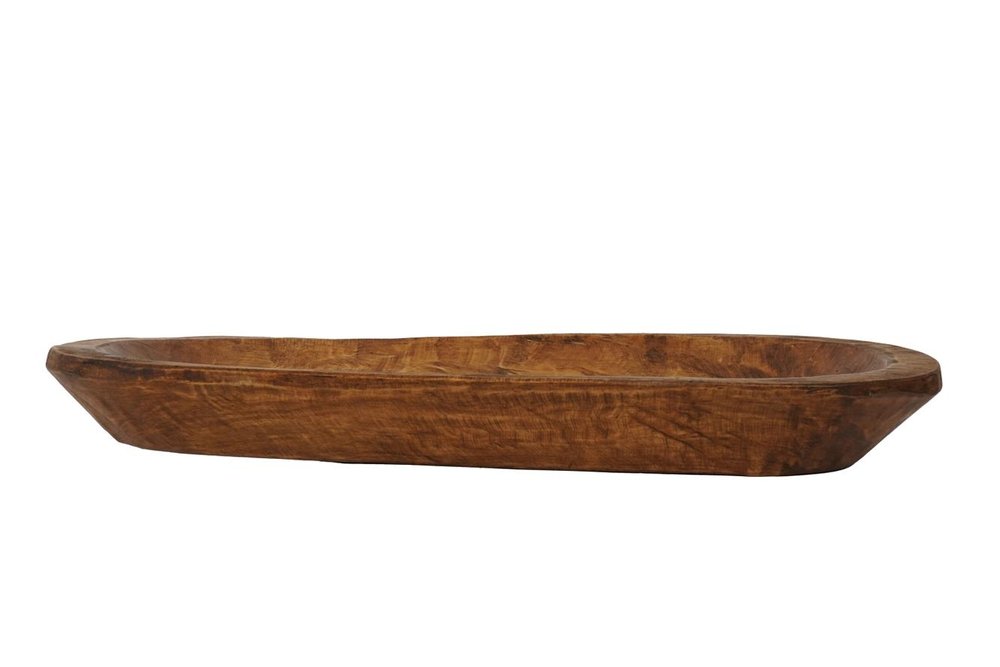 25" Natural Solid Wood Oval Dough Bowl
