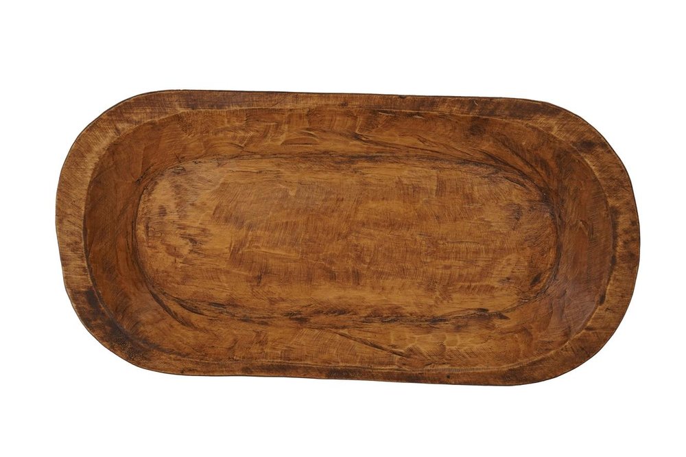 25" Natural Solid Wood Oval Dough Bowl