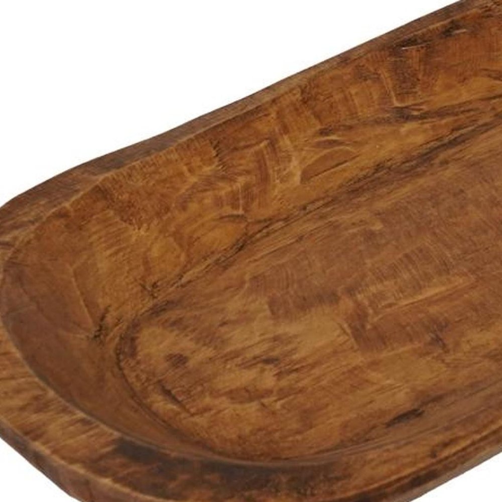 25" Natural Solid Wood Oval Dough Bowl