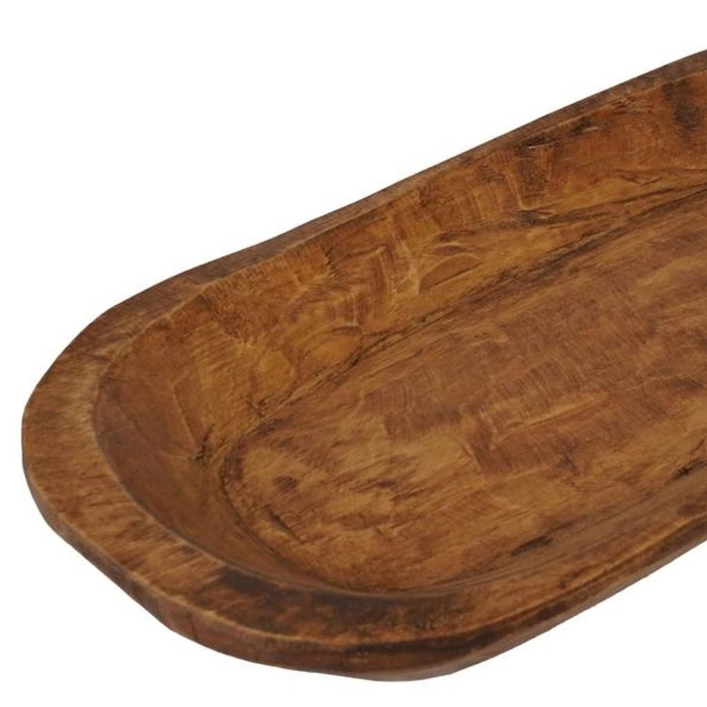 25" Natural Solid Wood Oval Dough Bowl