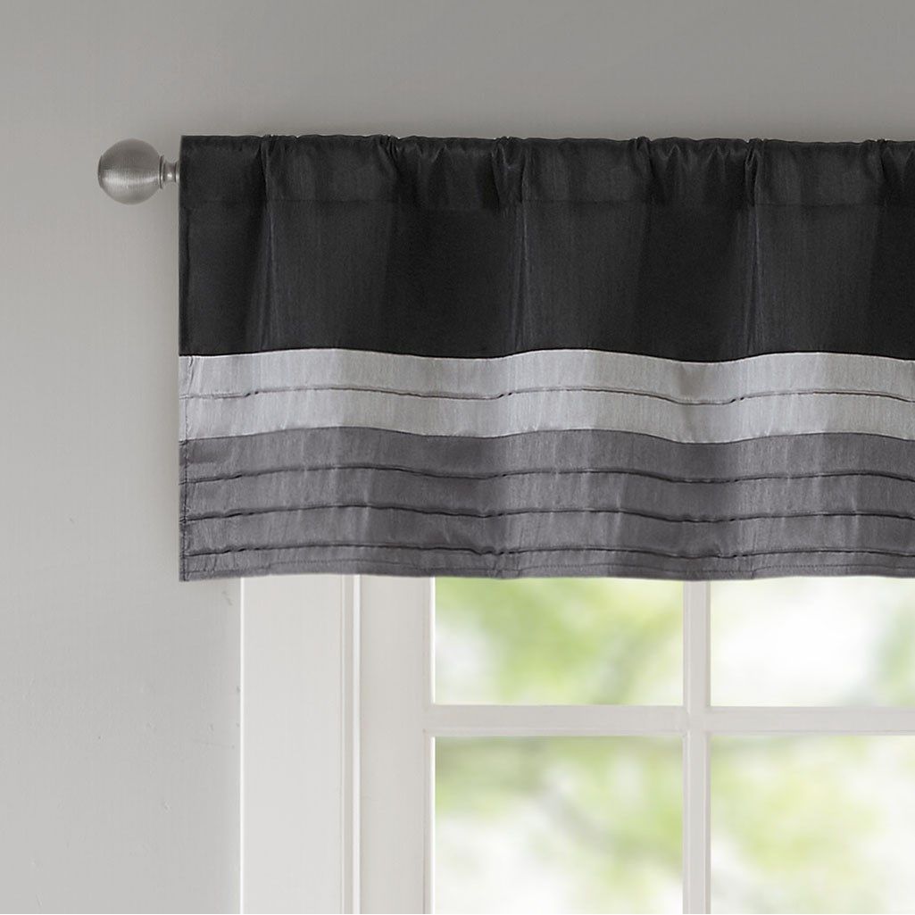 Amherst - Polyoni Pintuck Window Valance - Black