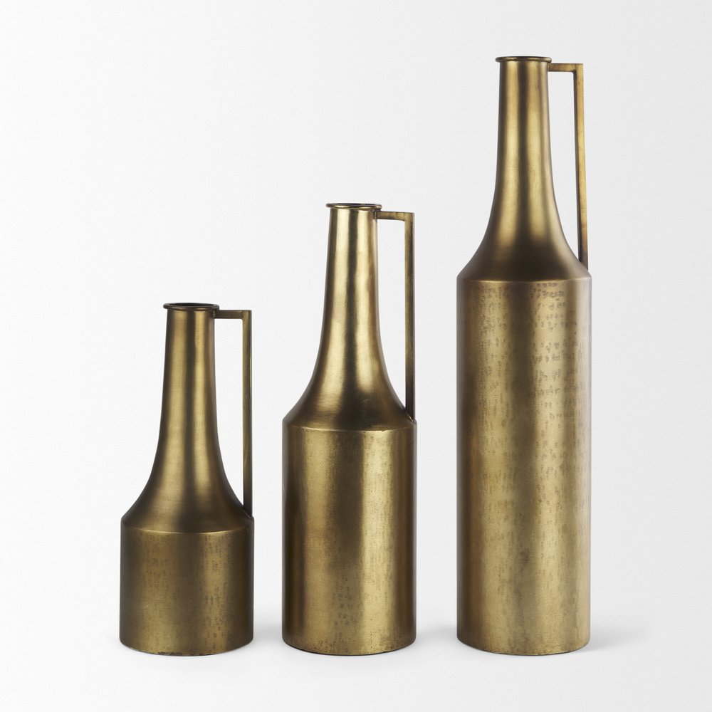 14" Gold Metal Table Vase