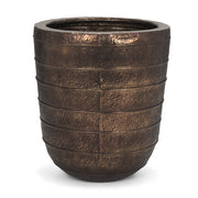 26" Antiqued Brass Metal Round Floor Vase