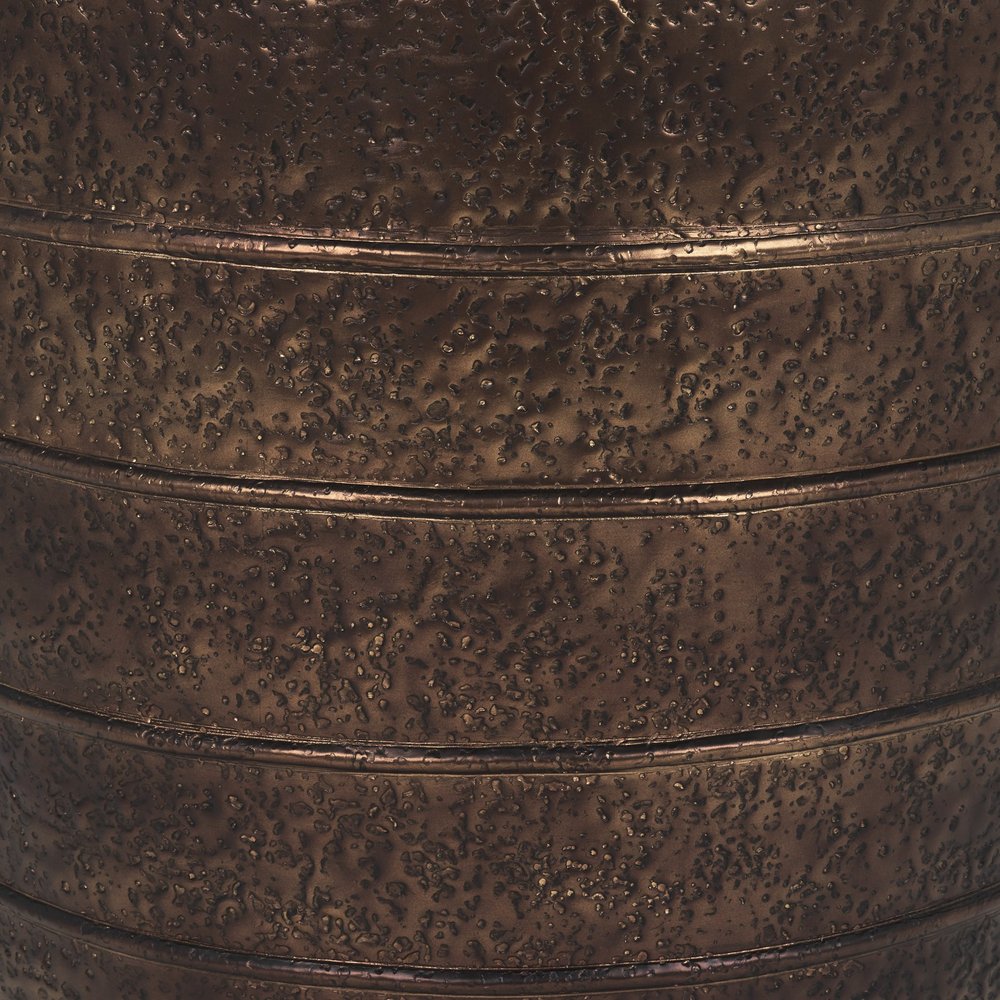 26" Antiqued Brass Metal Round Floor Vase