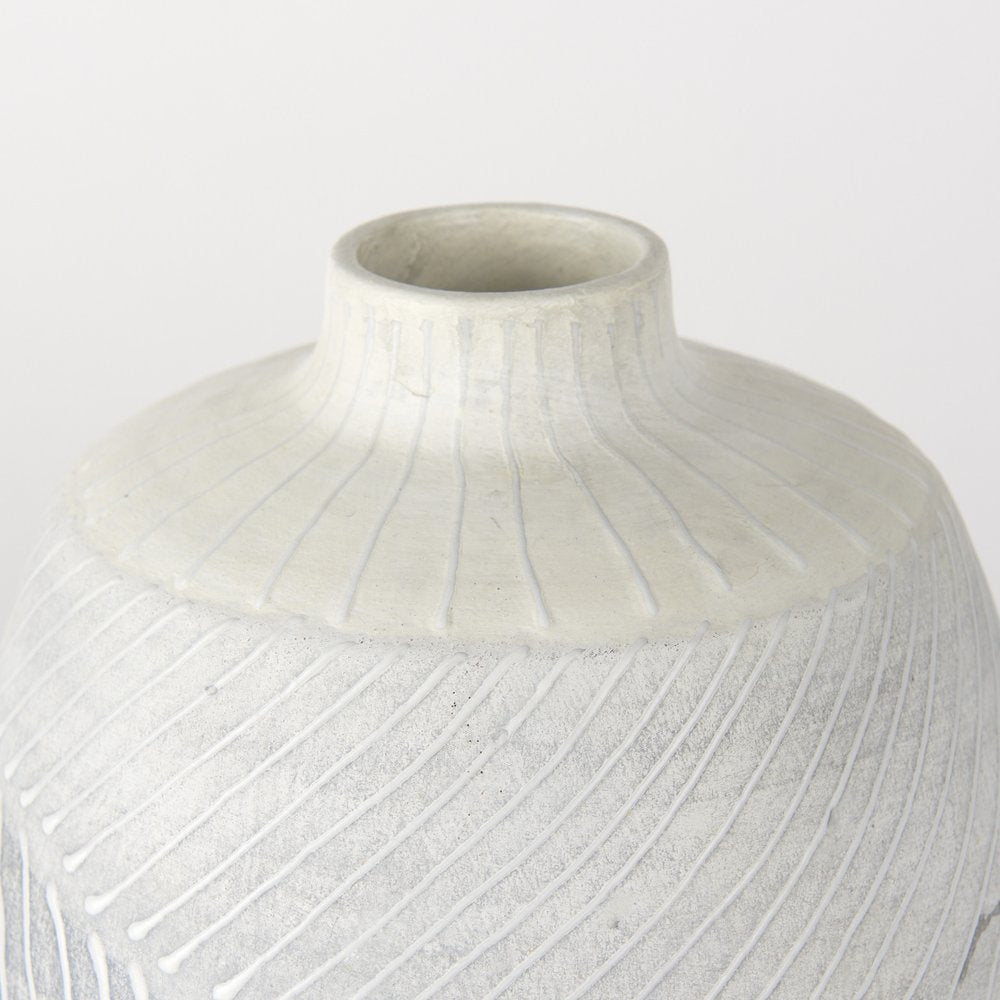 10" Gray And White Ombre Ceramic Round Table Vase