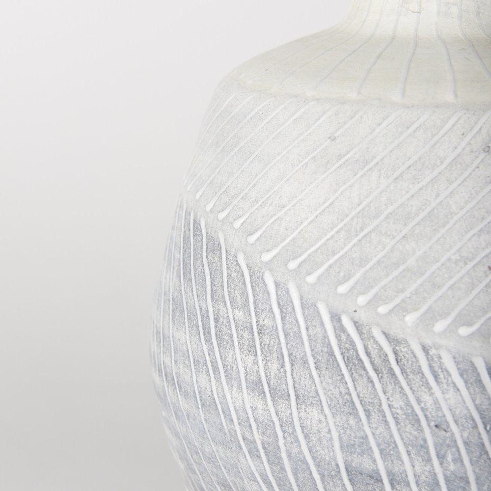 10" Gray And White Ombre Ceramic Round Table Vase