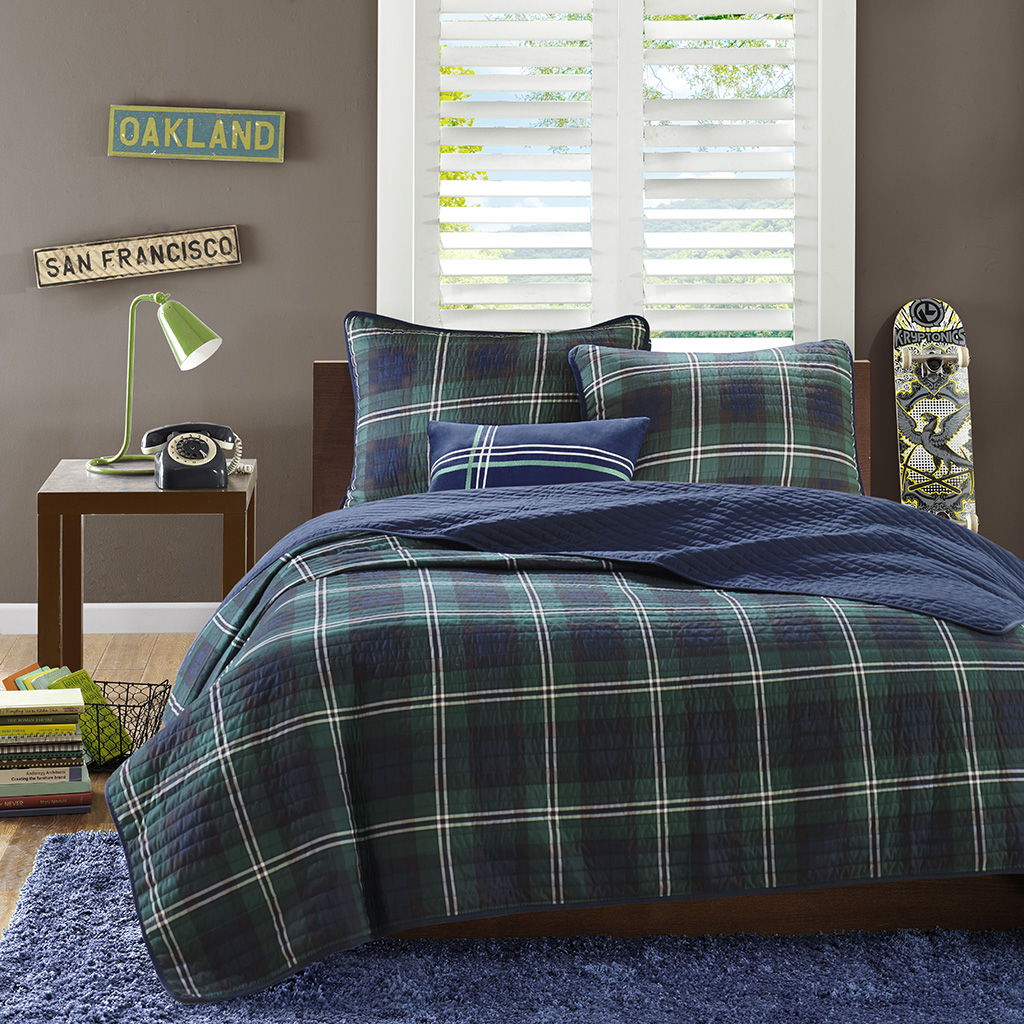 Mi Zone Brody - Reversible Coverlet Set - Blue