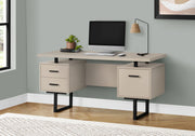 Computer Desk For Home Office, Laptop, Left, Right Set Up, Storage Drawers, Contemporary & Modern - Taupe