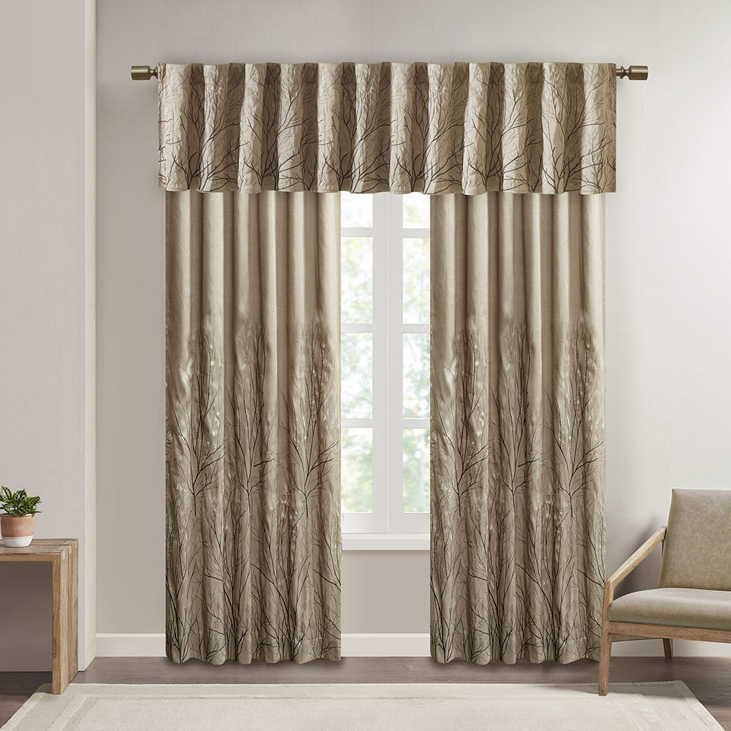Andora - Embroidered Window Valance - Tan