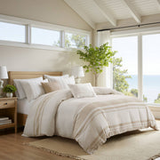 Morgan - 5 Piece Cotton Jaquard Duvet Set - Ivory / Taupe