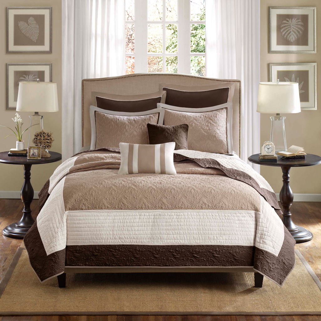 Attingham - 7 Piece Reversible Coverlet Set - Beige