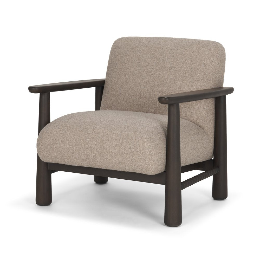 Set of 9 33" Gray and Brown Fabric and Solid Wood Arm Chair