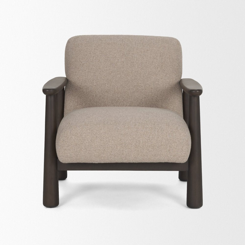 Set of 9 33" Gray and Brown Fabric and Solid Wood Arm Chair