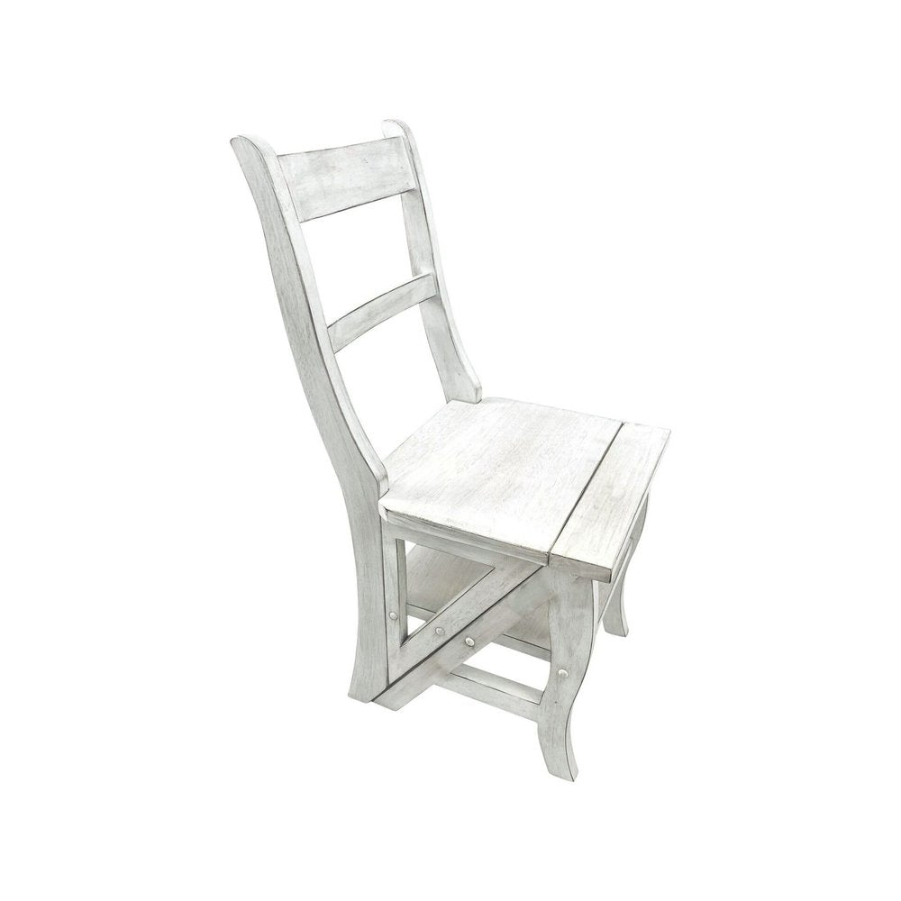 23" Antiqued White Solid Wood Side Chair