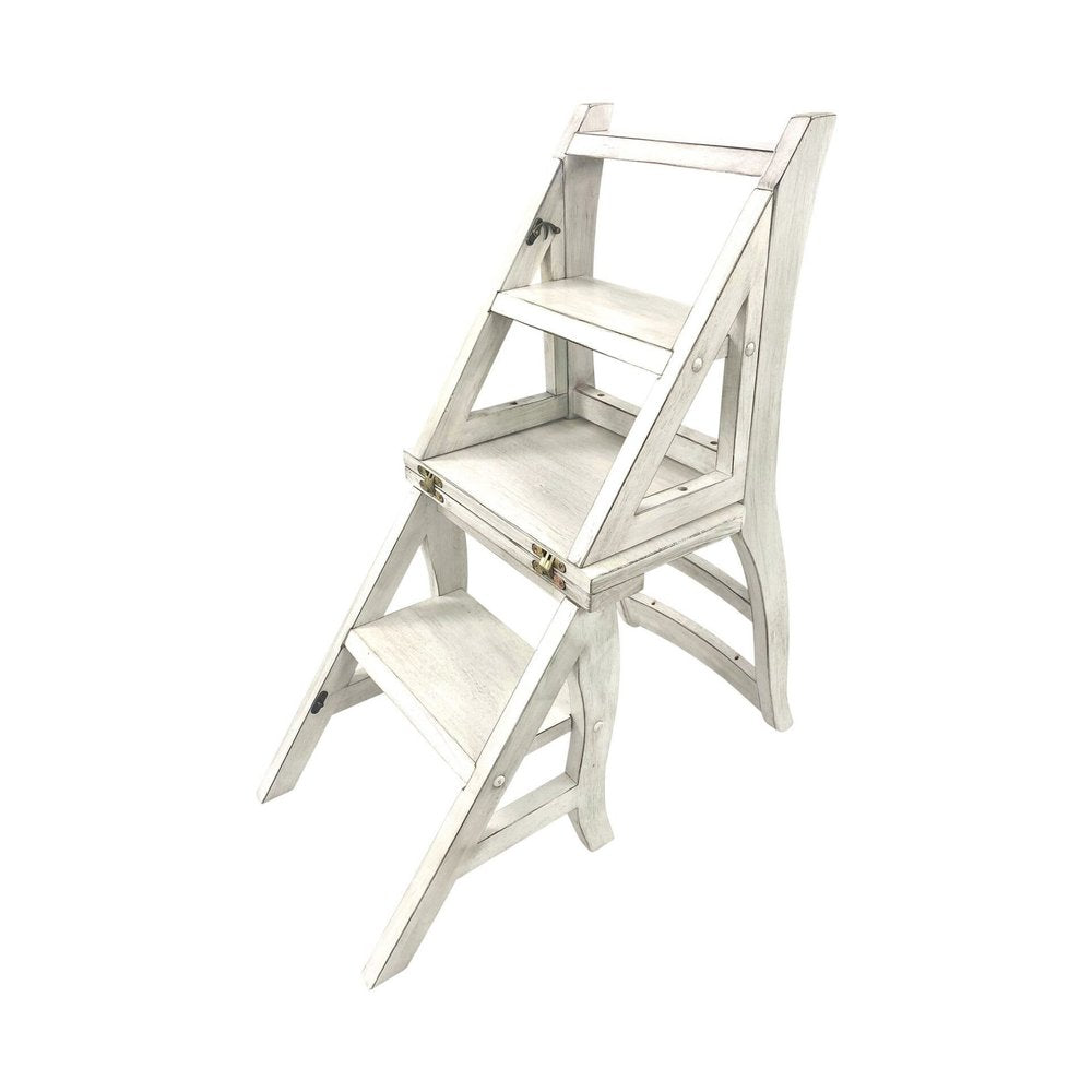 23" Antiqued White Solid Wood Side Chair