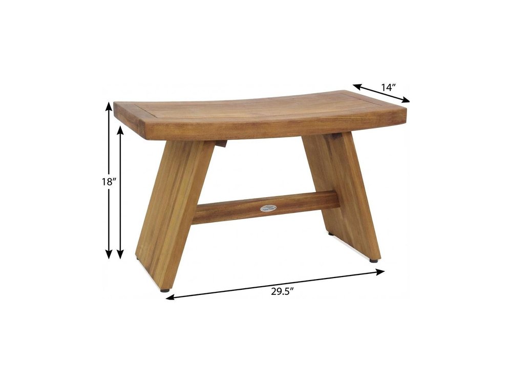 18" X 30" Brown Teak Rectangular Shower Bench