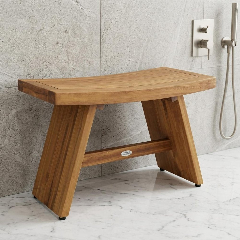 18" X 30" Brown Teak Rectangular Shower Bench