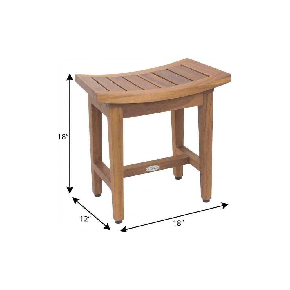18" X 18" Brown Teak Rectangular Shower Bench