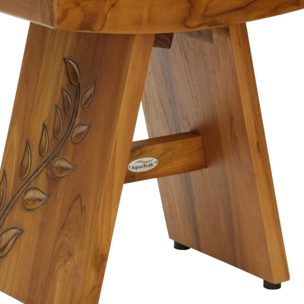 18" X 18" Brown Teak Rectangular Shower Bench