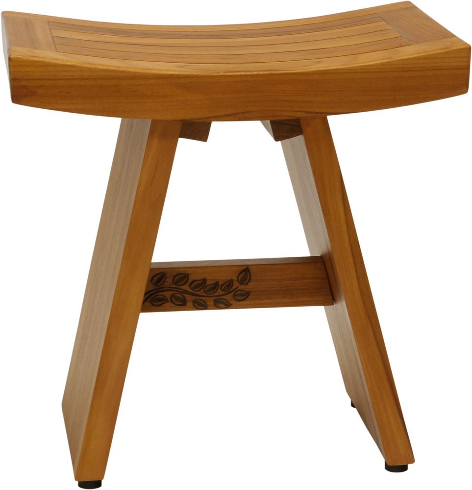 18" X 18" Brown Teak Rectangular Shower Bench