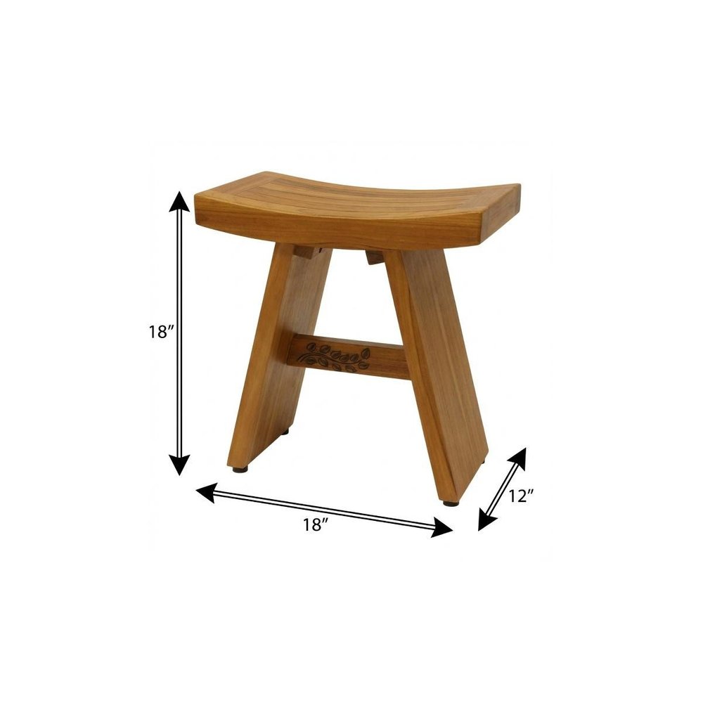 18" X 18" Brown Teak Rectangular Shower Bench